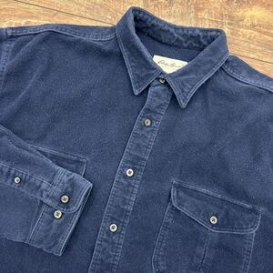 Eddie Bauer Mens XLT Chamois Shirt Dark Navy Blue Heavyweight Cotton Classic Fit